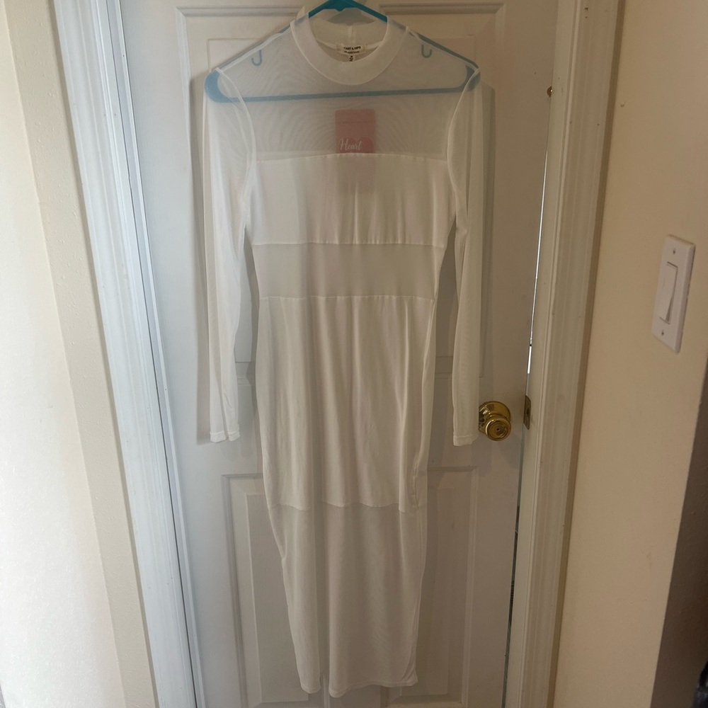 Heart Hips White Sheer Long Sleeve dress